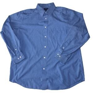 Croft & Barrow Blue Squared Classic Fit Easy Care Button Front Shirt 17 34/35
